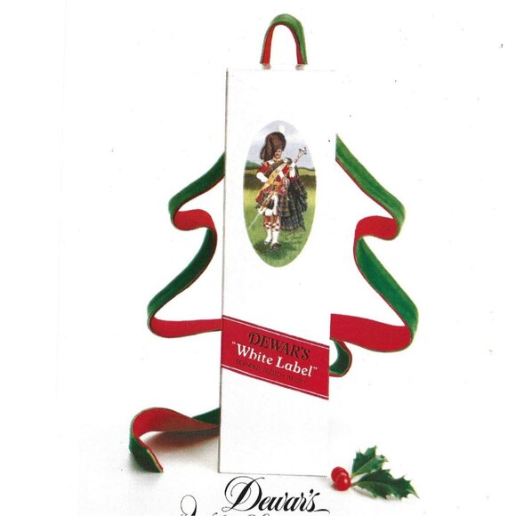 Dewars White Label Holiday Christmas Tree Ribbon Scotch Whisky Print AD 1970s - Picture 2 of 2